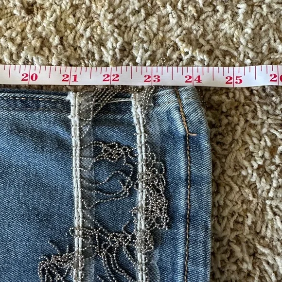 C EST. 1946 Denim Dark Wash High Rise Blue Jeans with Beaded Embellishments - Picture 9 of 10